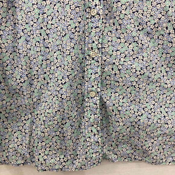Talbots size 3X Blue Ditsy Floral Cotton Long Sleeve Button Down Preppy - Picture 4 of 9